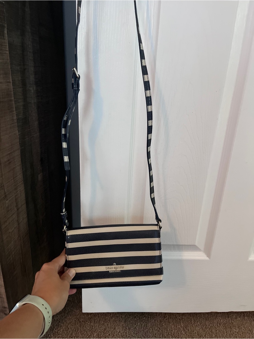 kate spade Navy and White Striped Crossbody Shoulder Bag